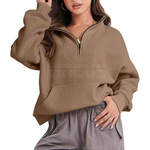 Sweat-shirt pour femme sur mesure, prix de gros, dernier style, décontracté, respirant, demi-zip - Product Image 3
