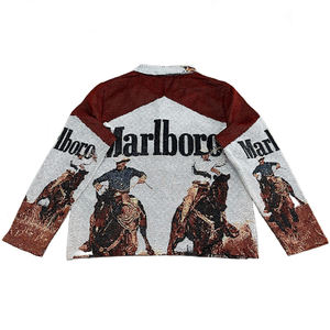 Standard Fabric Quality Breathable Cowboy Print Zip-Up Spring Blouson <b>Jacket</b> Vintage Woven <b>Western</b> Graphic Streetwear - Product Image 2