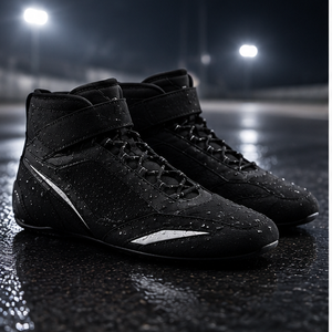 Bottes de moto hauteur cheville, tige en cuir véritable, doublure en mesh respirante, légères, fermeture auto-agrippante, semelle extérieure en caoutchouc, semelle intermédiaire en EVA - Product Image 4
