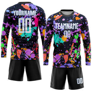 Maillot de sport respirant 100 % polyester à manches longues, uniforme de football personnalisé, séchage rapide, kit d'équipe avec nom et numéro - Product Image 3