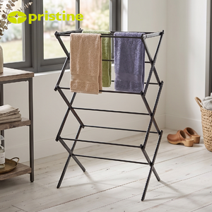 Foldable Metal Three-Layer <b>Standing</b> Type Bathroom Minimalist Design Rust Resistant Carbon Steel Construction Clothing Organizer - Product Image 3