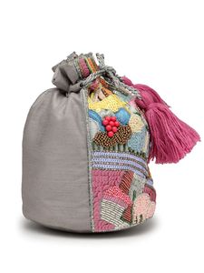 Luxury Hand Beaded Tassels Evening <b>Bag</b> Designer <b>Drawstring</b> Bucket Purse Eco-Friendly Soft Casual Lightweight Wedding Bridal - Product Image 3