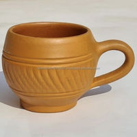 Tasse à thé en argile naturelle terracotta, poterie artisanale, sculpture complexe, poignée robuste, réutilisable, étanche, capacité de 100 ml, traditionnelle
