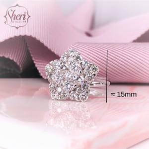 [เครื่องประดับเชอรี] แหวนเพชรธรรมชาติทองคำขาวแท้ 18K รูปดาวขนาดใหญ่พิเศษ ดีไซน์ระยิบระยับสะดุดตา - Product Image 2