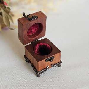 Handmade Classic Square Wooden Jewelry <b>Ring</b> <b>Box</b> Magnetic Closure <b>for</b> Proposal <b>Wedding</b> <b>Ceremony</b> Special Occasions Custom Logo - Product Image 4