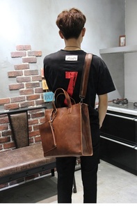 Bolso Mensajero de Cuero para Hombre, Maletín Impermeable para Portátil, Bolso Grande de Hombro para Oficina, Viajes, Universidad - Product Image 2