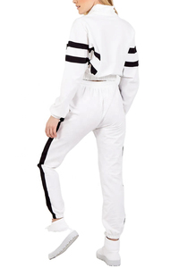 Women Windbreaker Lightweight Tracksuit Lightweight 100% Polyester Outfits <b>Zip</b> <b>Up</b> Nylon <b>Cropped</b> Jacket And Jogger Set For Women - Product Image 5