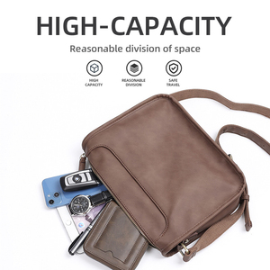 Leather Messenger <b>Bag</b> Small Zipper Closure Crossbody <b>Shoulder</b> <b>Bag</b> <b>Men</b> Women Daily Use All Seasons Lightweight - Product Image 5
