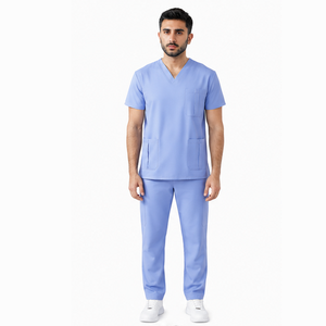 Ensemble d'uniformes médicaux pour hommes, personnalisables, pour le personnel de santé et d'hôpitaux, comprenant un haut à col en V et un pantalon, respirants, vente en gros - Product Image 6