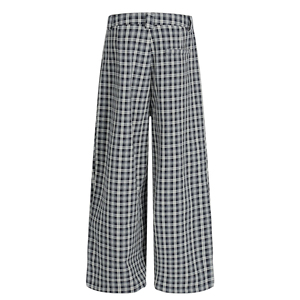 Custom Plaid Wide Leg Trousers Men High Waist Front Pleated Loose Fit Casual Bottoms Straight Cut Apparel - Product Image 4