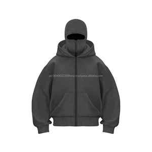 Sudadera con capucha y cremallera de diseño moderno, personalizada, de 450 g/m², para hombre, de alta calidad, estilo urbano, lisa, de algodón, con cremallera, tipo ninja. - Product Image 6