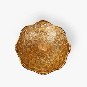 Vente en gros 2025 Golden Chip Dip Fleur Bol Vase Unique Poli Saladier pour Table De Mariage Centres De Table Décor De Table - Product Image 3