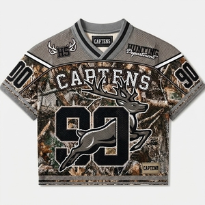 Maillot de football américain ample en maille, coupe courte, style rétro camouflage, sublimation, streetwear - Product Image 2