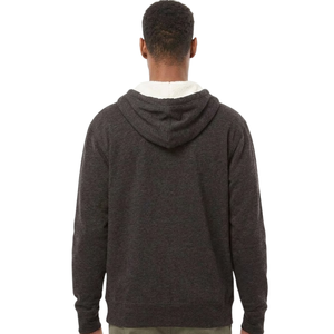 Black Unisex Heavyweight Sherpa <b>Lined</b> Full Zip Hoodie Warm <b>Fleece</b> Hooded Sweatshirt Winter Casual Outdoor <b>Jacket</b> Custom Logo - Product Image 2