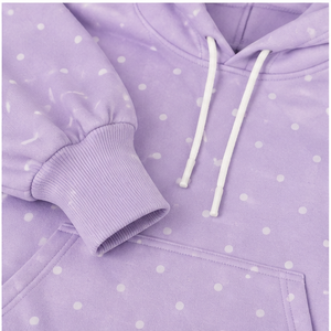 Sudadera con Capucha Personalizable para Mujer, Color Lila Suave, Corte Semi-Corto, Holgada, con Estampado de Puntos, Ligera, Modelo WPHOOD-0008 - Product Image 6