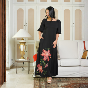 Elegante Vestido Largo Negro de Rayón para Mujer - Product Image 2