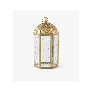 Elegante farol de metal dorado con soporte de vidrio, elegante farol decorativo colgante para uso en el hogar y bodas. - Product Image 6