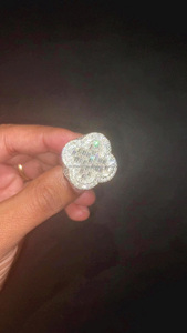 Hip Hop Clover <b>Ring</b> with Baguette Cut Moissanite Pave Setting 925 Sterling <b>Silver</b> <b>Statement</b> <b>Ring</b> Unique Wedding Gift - Product Image 2