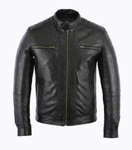Veste d'hiver pour homme personnalisée en cuir véritable noir fini, coupe-vent, respirante et écologique - Product Image 5