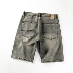 Shorts en jean pour hommes, poches premium, couleur unie, écologiques, respirants, séchage rapide, 100% coton, style hip-hop, été, broderie, décontractés, mi-longs - Product Image 2