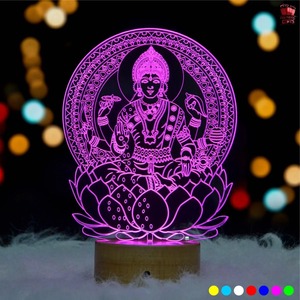 Lampe de nuit LED 3D en acrylique DhanLaxmi de qualité supérieure, lumière décorative religieuse pour la maison, le temple, la salle de prière, la chambre à coucher et les moments spirituels - Product Image 3