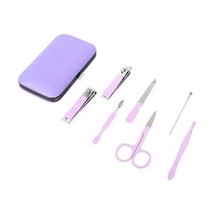 Portable <b>Nail</b> <b>Kit</b> 7 in 1 Stainless Steel Manicure Set with Clipper Scissor File for Adults Classic Style Case Packaging - Product Image 2
