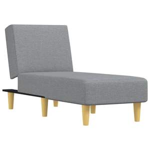 Chaise longue en tissu gris clair 100% polyester, durable et élégante avec structure en contreplaqué - Product Image 2