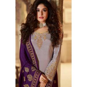 Ropa de boda de gran venta 2021 para mujeres indias paquistaníes Shalwar Kameez Palazzo con trajes pesados de viscosa y seda Dupatta - Product Image 1