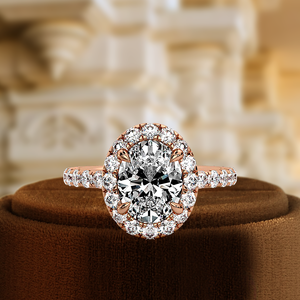 Anillo de Compromiso de Oro Sólido de 14K con Diamante Ovalado Cultivado en Laboratorio de 1CT, Anillo de Compromiso con Halo de Catedral Certificado por IGI, Anillo con Halo de Diamante Ovalado - Product Image 4