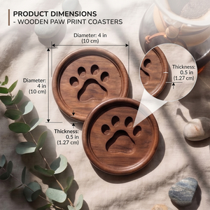 Round Wooden Paw Print Coaster Set Carved Animal Track Drink Mats Solid <b>Walnut</b> Wood <b>Coffee</b> Cup Coaster Rustic <b>Table</b> Decoration - Product Image 3