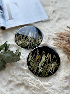 Handmade <b>Black</b> <b>Epoxy</b> <b>Resin</b> Square Coasters with Modern Design and Dried Wildflowers/Grasses 10cm Diameter REHMAN CRAFT - Product Image 1