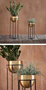 Minimalist Gold Wire Planter Stand Modern Gold Metal Planter Stand with <b>White</b> <b>Pot</b> Decorative Gold Wire Plant Stand - Product Image 6