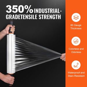 Industrial Strength Clear 15 Inches X 1000 Feet <b>Stretch</b> <b>Wrap</b> Roll 3 Pack 60 Gauge Heavy Duty Shrink Film Durable Durable Plastic - Product Image 3