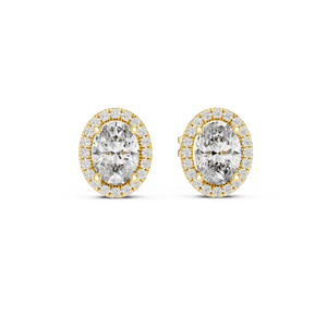 Juego de Anillos con Diamantes Cultivados en Laboratorio de Corte Ovalado de 0.5CT, Oro Amarillo de 18K con Baño de Rodio, Regalo de Moda para Mujer, Compromiso, Boda, San Valentín - Product Image 1