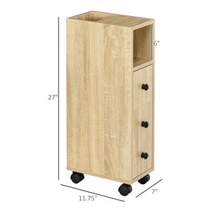 Compatto in rovere colore Freestanding mobile bagno 2 armadi aperti 1 porta 1 cassetto con 4 ruote mobili da bagno - Product Image 3