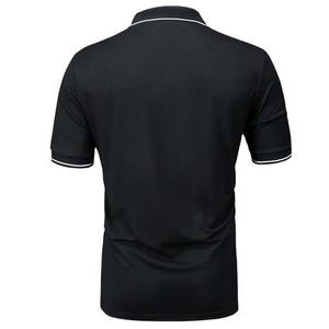 เสื้อโปโลชายคุณภาพสูง 100% ผ้าฝ้าย คอตั้ง แขนสั้น เสื้อผ้าผู้ชาย สีดำ ใส่สบายๆ ในฤดูร้อน - Product Image 4