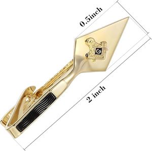 Pince à cravate maçonnique dorée avec emblème carré et compas, longueur 2 pouces, matériau métal, type de métal laiton - Product Image 2