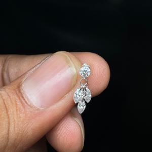 Luminous 10K Gold Lab Grown Diamond <b>Stud</b> Earring With Marquise And Round Threaded Design - Product Image 4