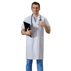 Batas de laboratorio de manga corta personalizables Unisex, uniformes médicos de calidad, ropa de abrigo de Hospital tejida con logotipo personalizado para hombres y médicos - Product Image 3