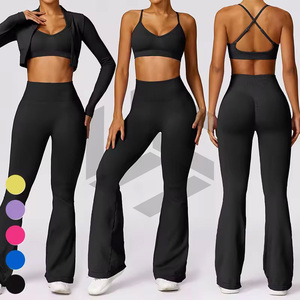 Ensemble de yoga 7 pièces sans couture de haute qualité pour femme, soutien-gorge de sport et leggings de yoga très élastiques et respirants, personnalisable à l'avant, faible MOQ - Product Image 4