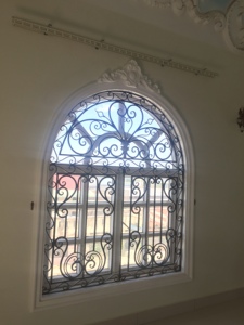 Traditional Wooden <b>Frame</b> Wrought Iron French Style Security Window <b>Swing</b> Open Floral Pattern Entry Villa Apartment Living Room - Product Image 2