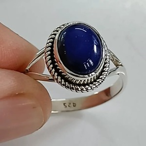 <b>Lapis</b> <b>Lazuli</b> <b>Ring</b> 925 Sterling Silver Handmade Boho Statement Promise Jewelry for Women Natural Oval Shape Gemstone Jewelry - Product Image 5