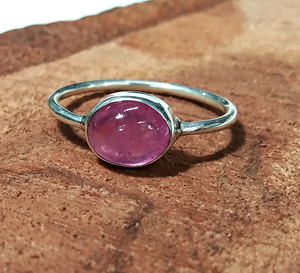 Anillo de Rubí Rosa Natural, Plata de Ley 925, Hecho a Mano, con Cabujón Ovalado, para Mujer, Joyería Fina, Regalo - Product Image 6