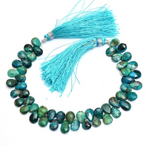 Cuentas facetadas de crisocola AAA+ de 7x10 mm, forma de pera, crisocola natural de África, cuentas de piedras semipreciosas para la fabricación de joyería. - Product Image 4
