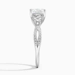Bague BOJ 0120, coupe princesse, argent 925, sertissage à griffes, solitaire, diamant 2 carats, couleur D, VVS1, moissanite certifiée GRA - Product Image 3