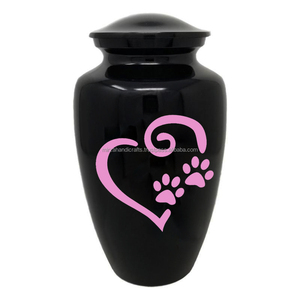 <b>Black</b> Glossy Memorial Pet Urn Classic High Quality Pet Cremation Urn Custom Price with Paw <b>Heart</b> logo - Product Image 6