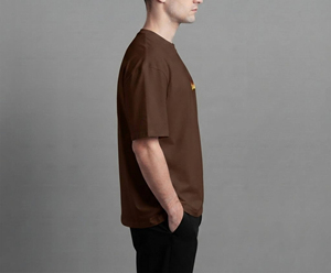 Men's Brown Cotton T-Shirt Short Sleeve O-Neck Casual Oversized Front Logo High Street Breathable Eco-Friendly <b>Sand</b> Washed - Product Image 2