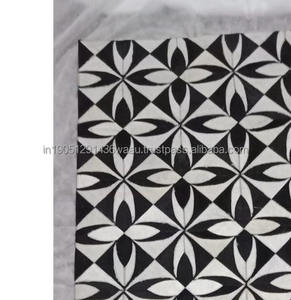 Alfombra de Cuero Genuino con Pelo Natural, Blanca y Negra, Personalizable, Duradera y Suave, Diseño de Color Personalizado para Salón - Product Image 1