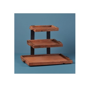 Support à cupcakes rectangulaire en bois fait main et réglable, support à desserts rustique naturel pour gâteaux, muffins, pâtisseries, mariages, fêtes - Product Image 4