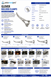 Pinzas de Bulldog Curvas GLOVER con mandíbulas DeBAKEY, longitud total 5.1cm, 6.4cm, 8.9cm, 12.1cm, instrumento cardiovascular ZETOMEDPRO - Product Image 6
